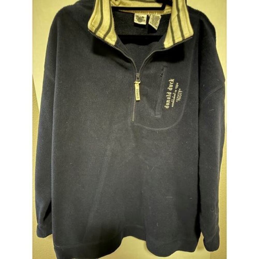 Walt Disney's Donald Duck "Feisty" Fleece 1/4 Zip Extra Large Navy Blue Pullover